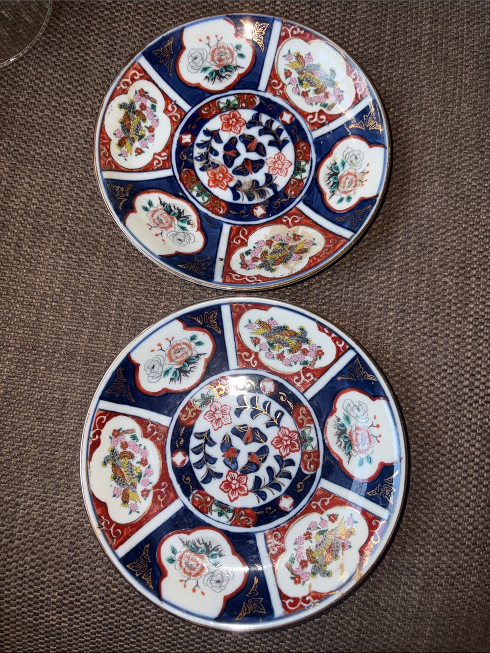 VINT Imari-Style Porcelain Dessert Plates in Blue, Red & Gold (Set of 2)